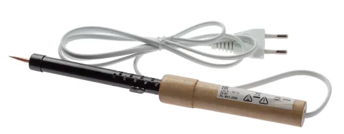 Паяльник электрический ЭРА PL-R01-25W ЭПСН с прямым клином и деревянной рукояткой, 25Вт 230В, нагрев за 540с, Б0046951 / электроинструмент