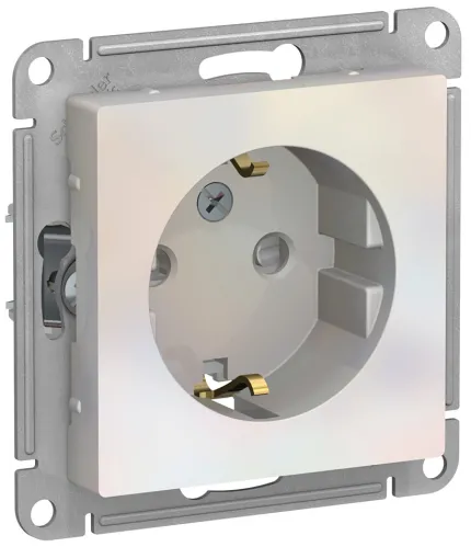 Розетка силовая штепсельная Systeme Electric / Систем Электрик AtlasDesign, 16А 250В IP20 жемчуг, с заземляющим контактом и шторками ATN000445 / электрооборудование