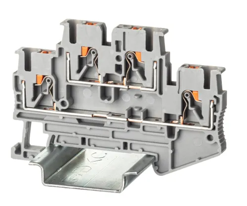 Клемма DKC двухуровневая push-in, 4 контакта, VPRTT-2.5-GY