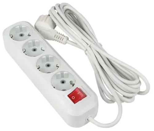 Удлинитель бытовой EKF / ЕКФ PROxima Эксперт ПВС 3х1мм2 с выключателем и заземлением, 16А 3.5кВт IP20, 3 метра 4 розетки белый, UBA16-310-4-03i