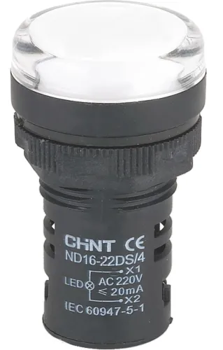 Лампа сигнальная CHINT ND16-22DS/2C светодиодная, белая, IP65