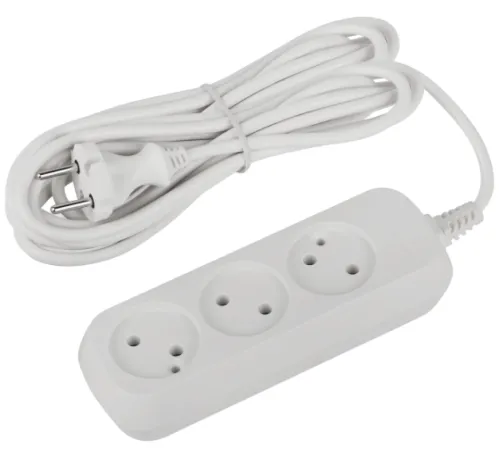 Удлинитель бытовой ЭРА UDL-10-350 Greenline без заземления, ПВС 2х0.75мм², 5 метров, 3 розетки белый Б0065073 / сетевой фильтр