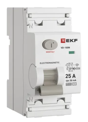 Дифференциальный автомат EKF PROxima ВД-100N 2P 25А 30мА E1026M2530