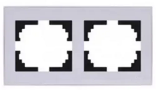 Рамка электроустановочная Lezard / Лезард Rain горизонтальная с боковой вставкой, 703-0202-147, белый, 2 поста / для розеток и выключателей