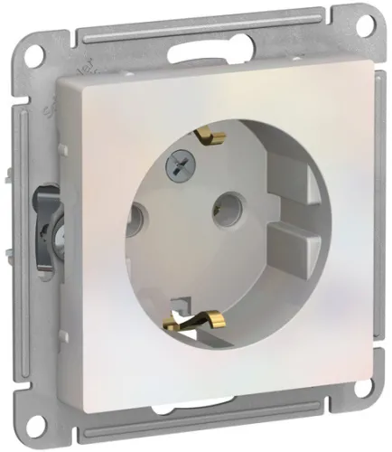 Розетка силовая штепсельная Systeme Electric / Систем Электрик AtlasDesign, 16А 250В IP20 жемчуг, с заземляющим контактом ATN000443 / электрооборудование