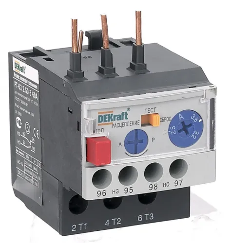 Реле электротепловое DEKraft РТ-03, 9-18А, 0.25-0.36А, серый