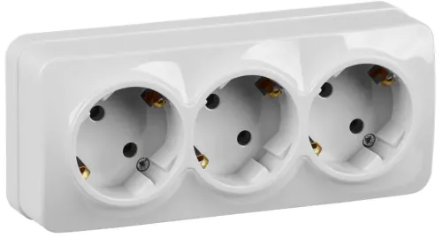 Розетка IEK Glory РС23-3-ХБ трехместная ОП, 16А 250В IP20