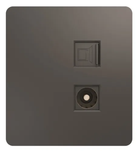 Розетка RJ45+TV Kranz / Кранз Round, CAT6, IP20, скрытого монтажа, цвет титан, KR-78-0722-2 / электроустановочное оборудование