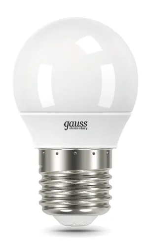 Светодиодная лампа Gauss Elementary G45 E27 3000К 12Вт 53212