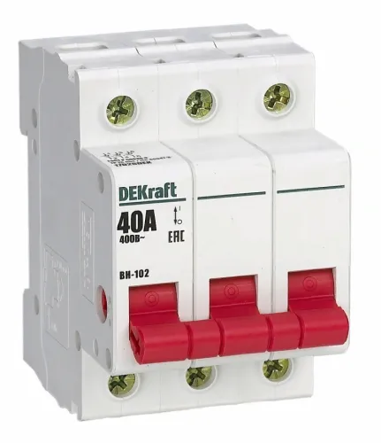 Выключатель нагрузки DEKraft ВН-102, 3P 40A, 17026DEK