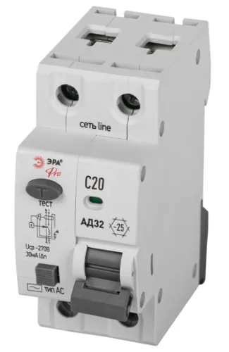 Дифференциальный автомат ЭРА Pro D32E2C20АC30P Б0057353