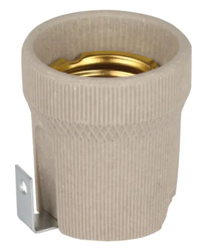 Патрон для лампы ЭРА подвесной с держателем, керамика белый, Е27, Б0069217 / электрооборудование