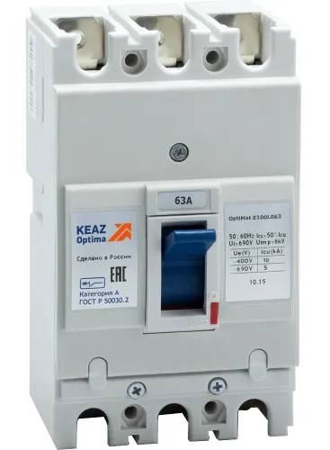 Автоматический выключатель КЭАЗ OptiMat E100L063-УХЛ3, 3P 63А