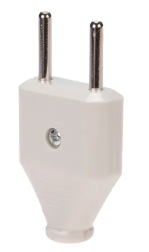 Вилка электрическая REXANT плоская без заземления, IP20, 250В, 6А, белая