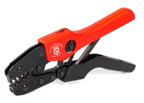 Пресс-клещи КВТ CTK-04 Профи для лепесткового двухконтурного обжима втулочных наконечников с храповым механизмом, длина 220мм, поперечное сечение 0.25-2.5мм² / кримпер