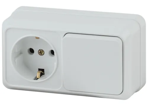 Блок ЭРА Intro Quadro 2-701-01 розетка и выключатель, 250В