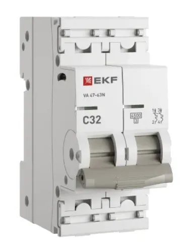 Автоматический выключатель EKF ВА47-63N PROxima 2P 32A M634232C