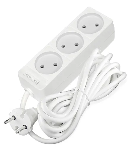 Удлинитель бытовой DOMTOK / Домток Лидер без заземления, 2200Вт IP20, 3 метра, 3 розетки белый, 2371