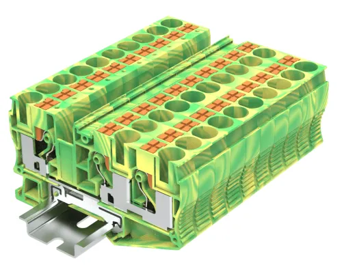 Клемма для проводов Supu / Супу TP 1-2 с заземлением, push-in, желто-зеленая, 10мм2, TP10-3-PE, 1шт. / зажим