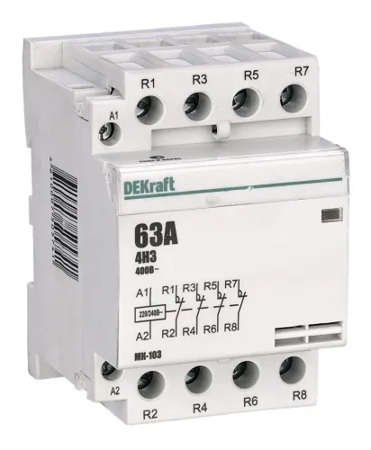 Контактор модульный DEKraft МК-103, 4 модуля, 18091DEK, 4НЗ, 220В, 63А