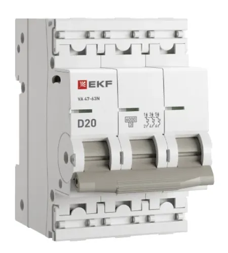 Автоматический выключатель EKF PROxima ВА 47-63N, 3P 20А