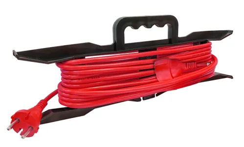 Удлинитель силовой на рамке DOMTOK / Домток без заземления, провод ПВС 2х1.5, красный, 1 штепсельное гнездо, 3500Вт, 20м, 2403 / электрика