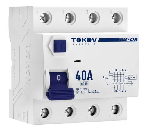 УЗО TOKOV ELECTRIC Prizma 4P 32A 30mA тип AC, 6kA, IP20