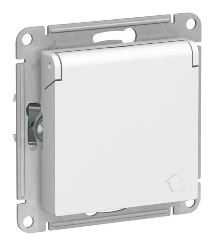 Розетка силовая штепсельная Systeme Electric / Систем Электрик AtlasDesign, 16А 250В IP20 лотос, с заземляющими контактами, шторками и крышкой, ATN001346 / электрооборудование