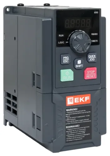 Частотный преобразователь EKF / ЕКФ PRO-Drive, в пластиковом корпусе черный, 165×140×86мм, 3.8А, 1.5кВт, 600Гц, 400В, IP20