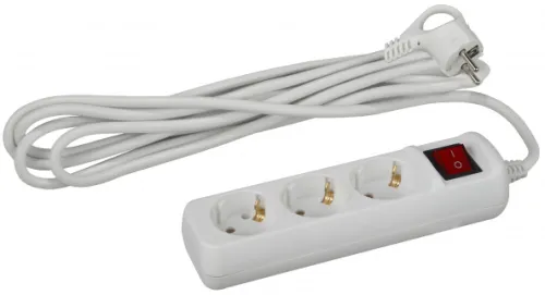 Удлинитель ЭРА U-3es-5m, ПВС 3х1мм², 5м, белый, 3 розетки