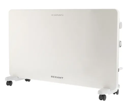 Конвектор электрический REXANT / Рексант с механическим термостатом в металлическом корпусе, Х-нагревательный элемент, белый, размер 602х486х25мм, мощность 2000Вт / обогреватель для дома