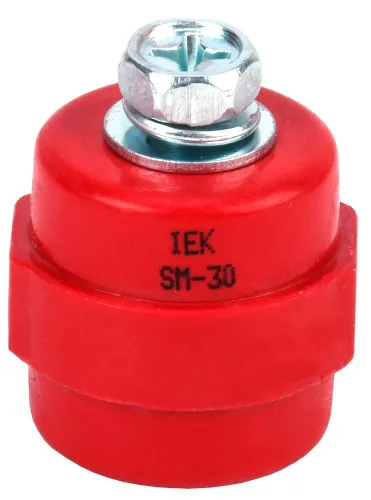 Изолятор IEK SM-30 с болтом для шин YIS11-30-08-B красный