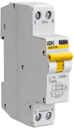 Дифф. автомат IEK АВДТ-32 2P 30мА 230В 6А C тип А, MAD22-5-006-C-30