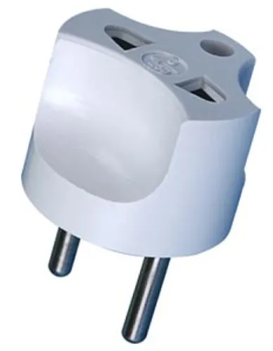 Переходник для розетки itec сетевой круглый без заземления 6А, 220В, IP20, белый / адаптер