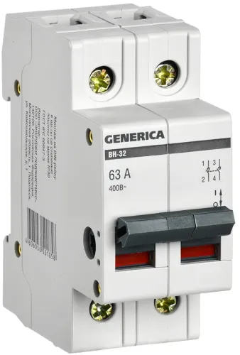 Выключатель нагрузки Generica ВН-32 2P 63A MNV15-2-063