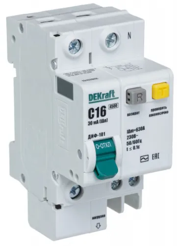 Дифференциальный автомат DEKraft АВДТ ДИФ-101 1P+N 30мА 15157DEK