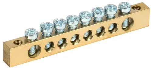Шина IEK PEN земля-ноль 6x9мм 8/2, латунь, 100А, YNN11-08-100