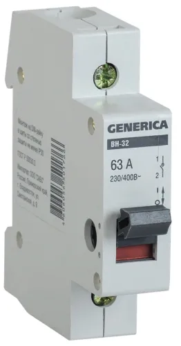 Выключатель нагрузки Generica ВН-32, 1П 63А MNV15-1-063
