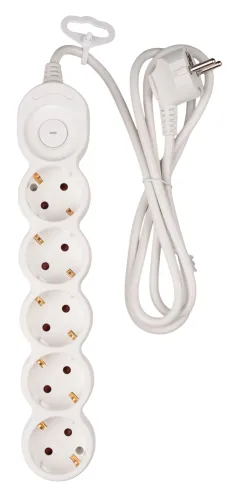 Удлинитель Jazzway EX-05GS-300, 3x1мм², 16А, 3м, 5 розеток, белый