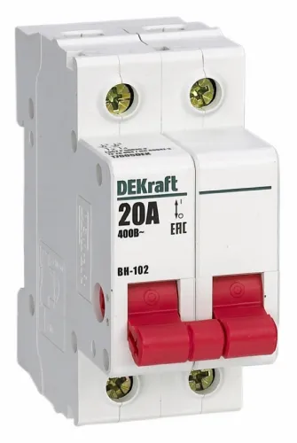 Выключатель нагрузки DEKraft / ДеКрафт ВН-102, 2P 20A, 17005DEK / разъединитель