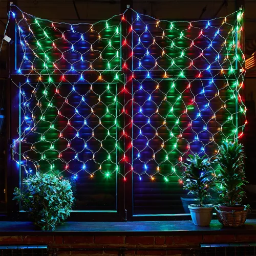 Гирлянда Uniel / Юниэль ULD-N2520-240/DTA MULTI Сетка с контроллером, пластик, 240 световых точек разноцветный, IP20, 2.5х2м / новогодние украшения для декора дома