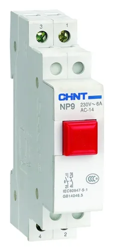 Кнопка управления CHINT / Чинт NP9-01/2 без подсветки, красная, 1НЗ, 584057 / кнопочный пост