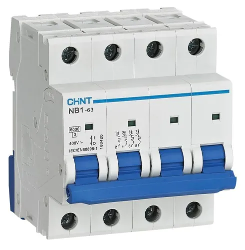 Автоматический выключатель CHINT / Чинт NB1-63, 4P 20А 400В, характеристика С, 6кА, 179744 / электроавтомат