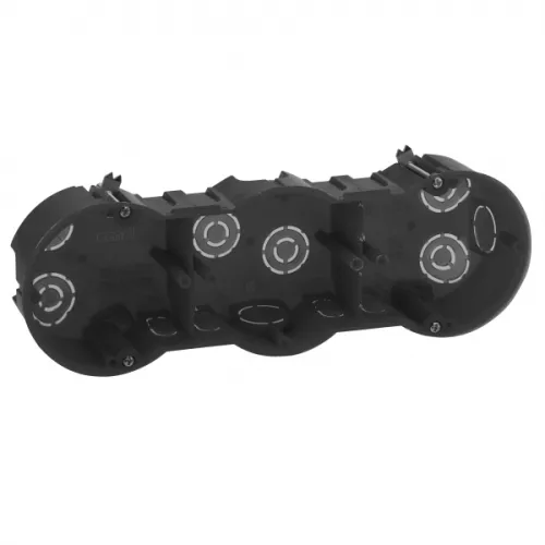 Подрозетник ЭРА KUP-3-70-45 трехместная с саморезами и металлическими лапками, 212х70х45мм, Б0051422, IP20, черный для полых стен / установочная коробка