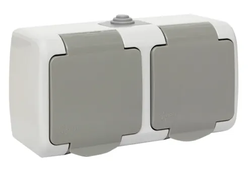 Розетка силовая штепсельная EKF Мурманск, 16А 230В, IP54, серая