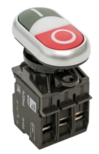 Кнопка управления EKF / ЕКФ PROxima LA32HND Пуск-Стоп с подсветкой, NO+NC красно-зеленая, 230В IP40, под отверстие диаметром 22мм, la32hnd / кнопочный пост