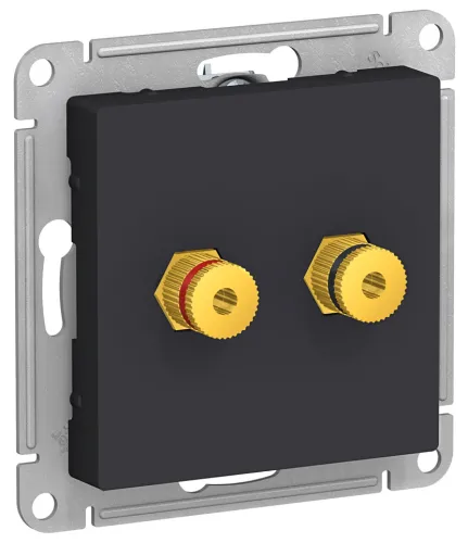 Розетка аудио Systeme Electric / Систем Электрик AtlasDesign двойная, ATN001087 скрытой установки, цвет карбон / электроустановочное оборудование