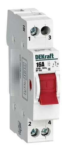 Выключатель нагрузки DEKraft ВР-103 трехпозиционный, 1P 16A, 17200DEK