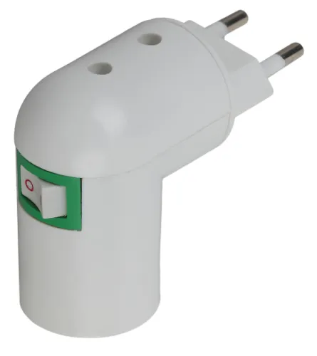 Переходник вилка патрон ЭРА с выключателем белый 170мм E27