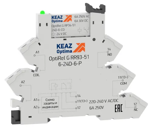 Релейный модуль КЭАЗ OptiRel G RM38-61-24D-6-P-CO, 6А, IP20